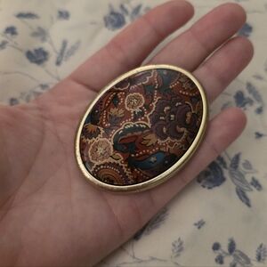 Vintage Paisley Brooch with Gold Trim
